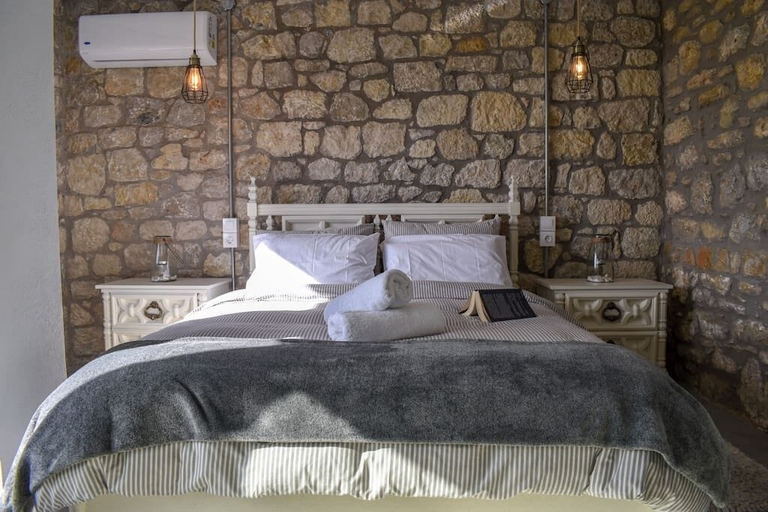 Bedroom 2, Stone Studio With Sea Views Near the Beach, Peloponnese