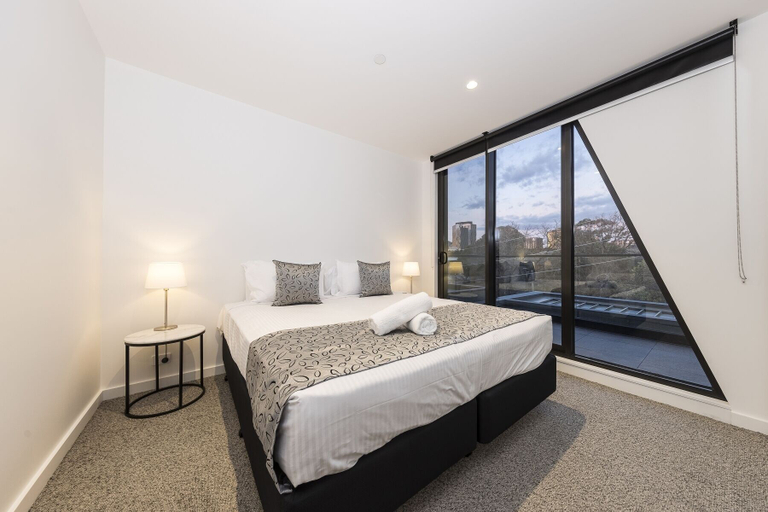 Bedroom, Q Squared Serviced Apartments, Melbourne