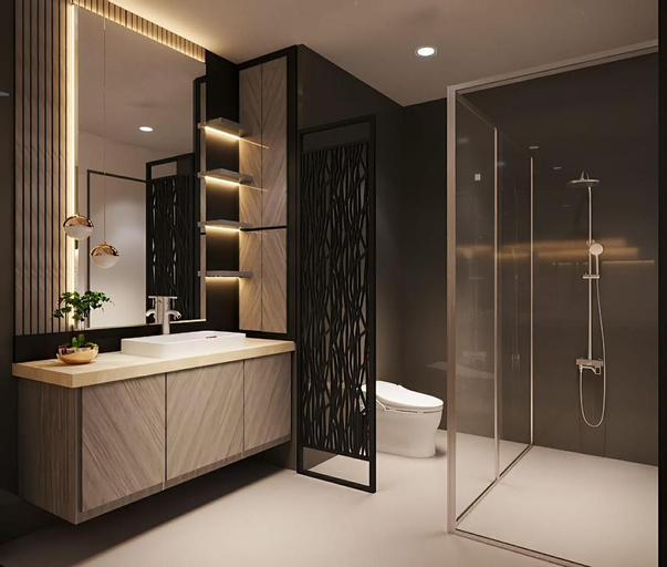 Bathroom, The Si Ndoro Suite Patraland Amarta Apartment, Sleman