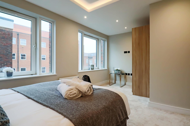 Bedroom 2, Portfolio Apartments- Welwyn Town Centre, Hertfordshire
