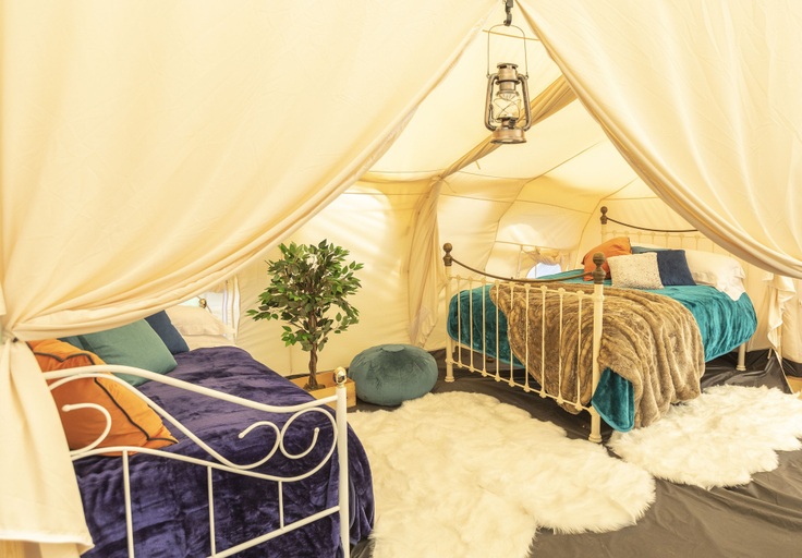 Bedroom 3, 8-bed Lotus Belle Mahal Tent in The Wye Valley, Herefordshire