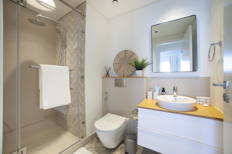 Bathroom, Modern Boho 1BR Sleeps4 Balcony Pool Gym Dxbhills, Dubai