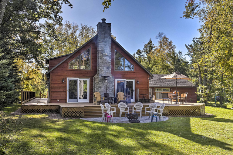 Exterior & Views 1, Elcho Escape w/ Private Dock on Post Lake!, Langlade