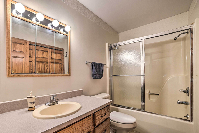 Bathroom 3, Inviting Lake Vue Lodge Home w/ Fire Pit + Deck, Montmorency