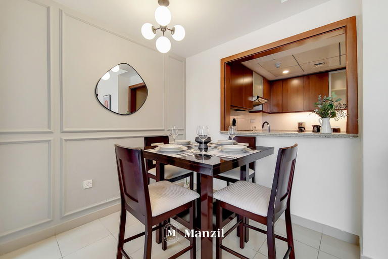 Dining, Manzil -Cozy 1BR Apt w/ Downtown Skyline Burj View, Dubai