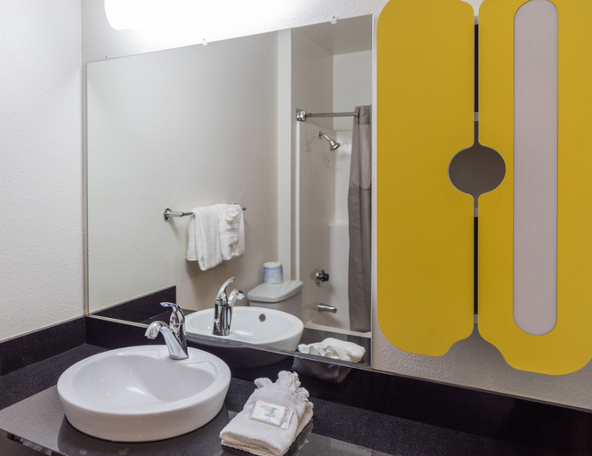 Bathroom 4, Studio 6 Cypress, CA, Orange