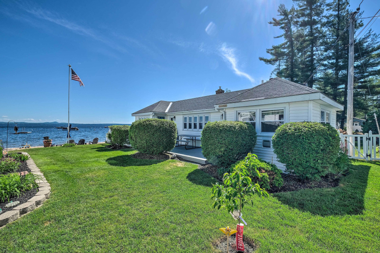 Exterior & Views 2, Beachfront Sebago Cottage w/ Deck + Grill!, Cumberland