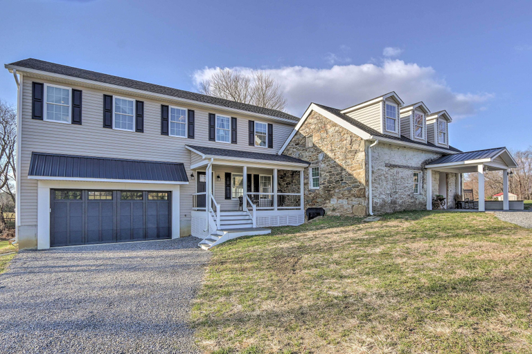 Exterior & Views 1, Morrisonville Manor w/ Fire Pit & Hot Tub!, Loudoun