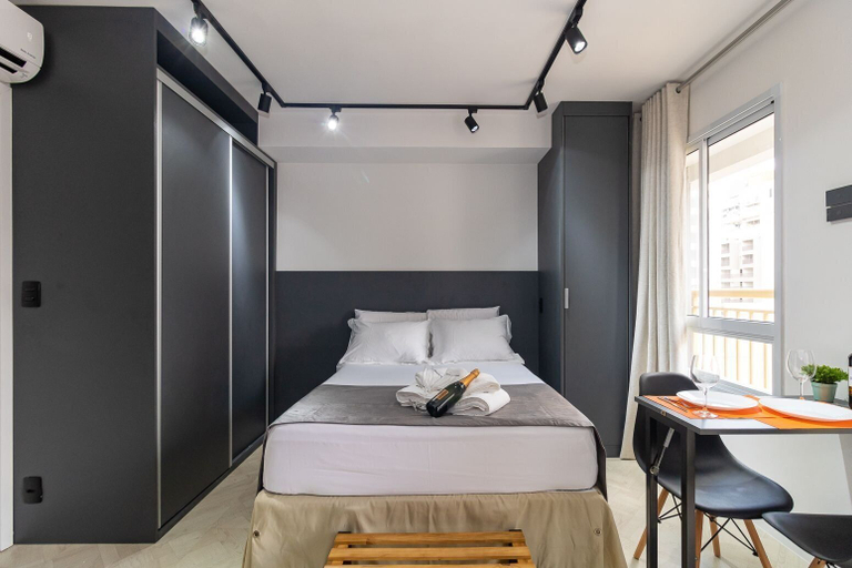Bedroom 3, Estúdio Moderno com AC e Rooftop, São Paulo