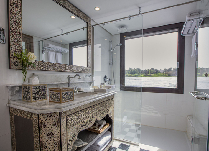 Bathroom 5, Dahabeya Yakouta Nile Cruise-Every Monday from Luxor- Aswan for 05 nights, Luxor