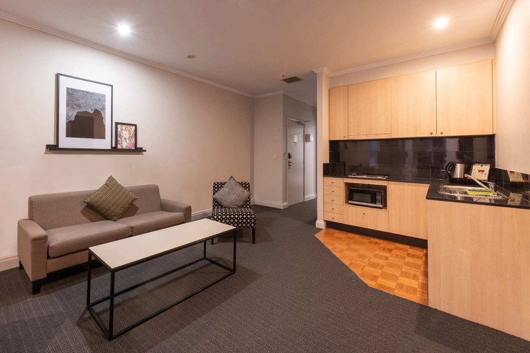 Living area, Chic 1-bedroom Apartment in Melbourne CBD, Melbourne