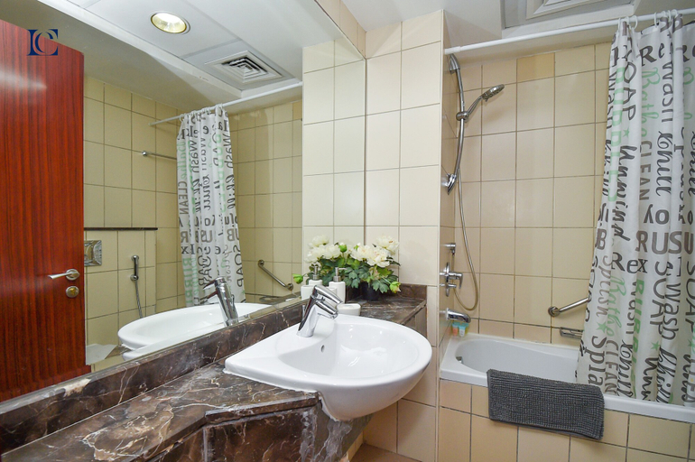 Bathroom, Modern Studio near Metro in X1 Tower JLT - EDN, Dubai