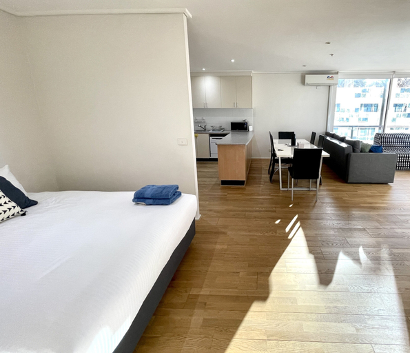 Bedroom 2, Readyset Apartments at Dockside, Melbourne
