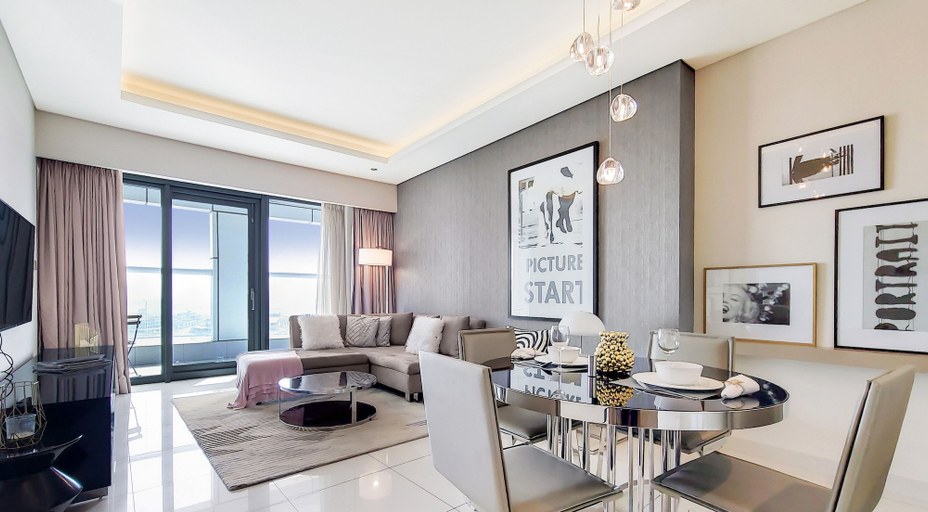 Living area 4, Manzil - Cozy 1BR near Downtown with Swimming Pool, Dubai