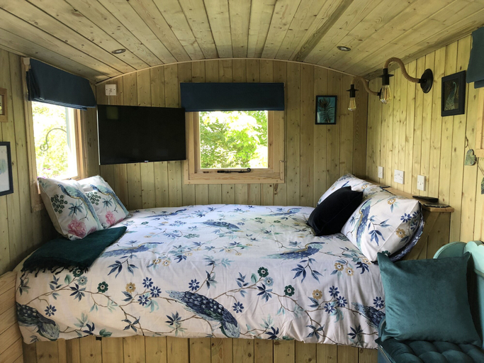 Bedroom 3, The Peacock Shepherds Hut at Hafoty Boeth, Denbighshire