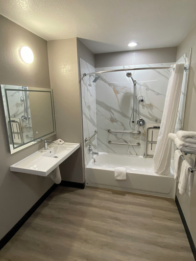 Bathroom 4, Motel 6 Costa Mesa, CA, Orange
