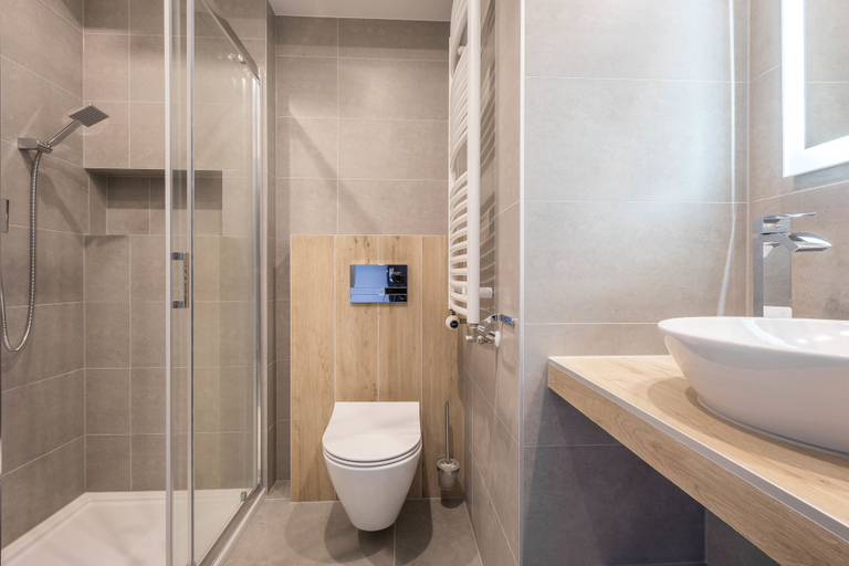 Bathroom 3, Modern View of Planty Park, Kraków City