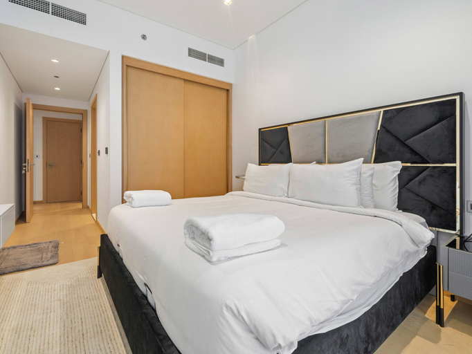 Bedroom 2, Elegant Apartment Amidst Vibrant Area with Balcony, Dubai