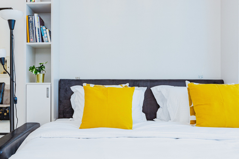 Bedroom 3, Waves - Chic Studio With Balcony Overlooking City Views, Dubai