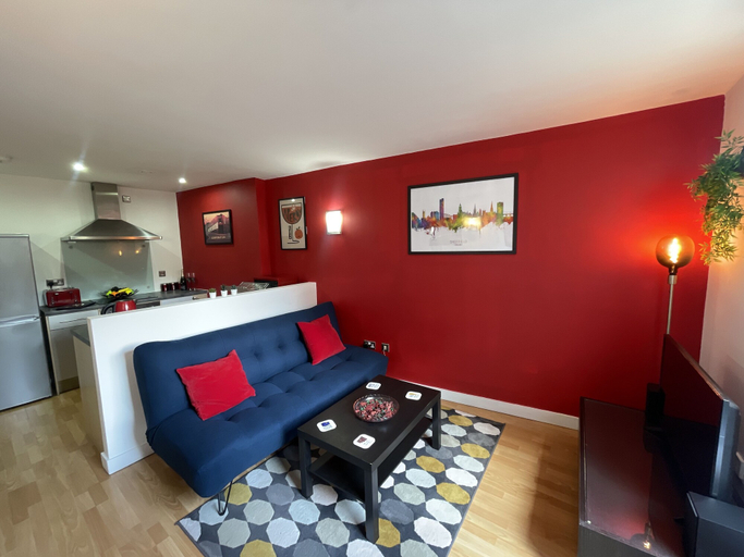 Bedroom 1, Modern 1BR City Centre Apartment, Sheffield