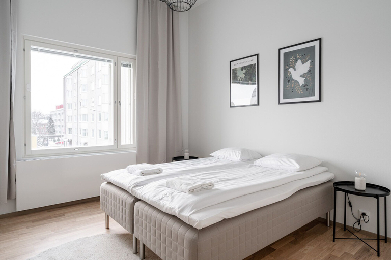 Bedroom 3, Spacious 2BR at Tammela Stadium - Sauna & Balcony, Pirkanmaa