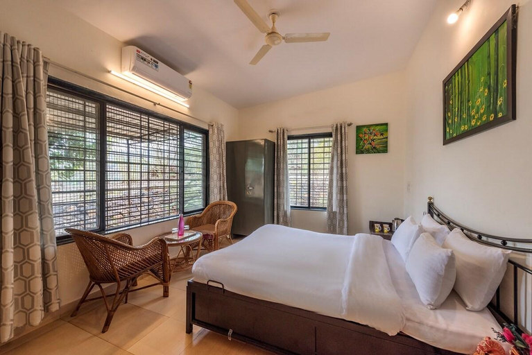Bedroom 2, Countryside Panorama-Lakeview Home by cosmicstays, Pune