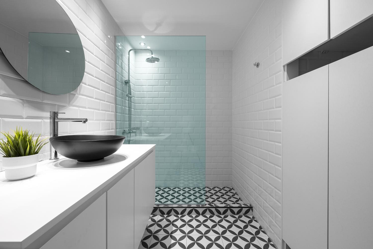 Bathroom 1, Nyma White Apartments, The Luxury Suites, Central Macedonia