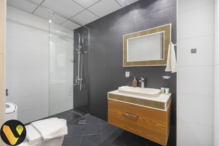 Bathroom 3, Vogue | Business Bay with full Burj Khalifa View, Dubai