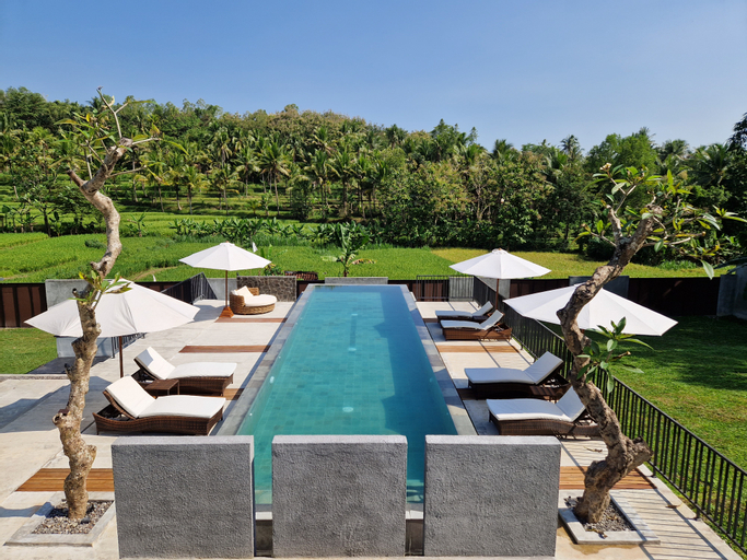 Villa Norwegia - pool with panorama rice field view, Kulon Progo
