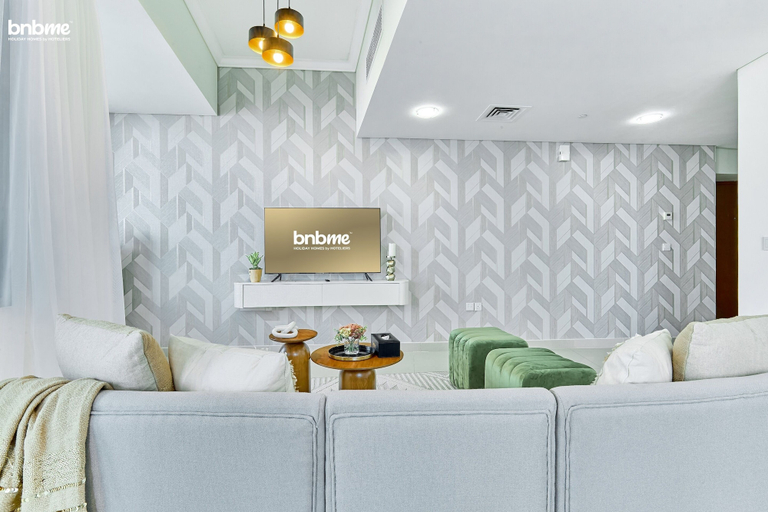Living area 2, bnbme | Ocean Heights | 2 BDR, Dubai