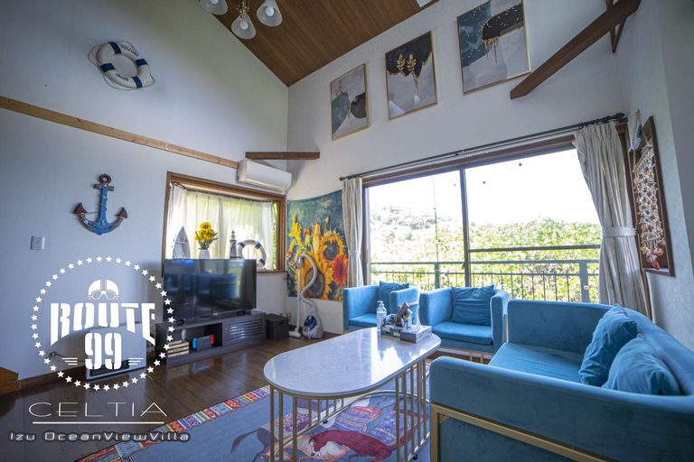 [Marine blue style ocean view] Private villa with WIFI/BBQ possible/Maximum 6 people/Free parking lot, Higashiizu