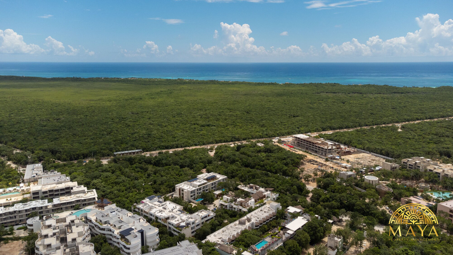 Aerial view 4, NHOA 207A Lux 2BR Condo Pool View in Aldea Zama, Cozumel