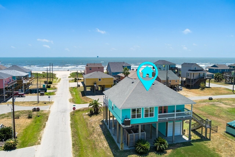 Aerial view 4, Sunrise Paradise 3 Bedroom Home by RedAwning, Galveston