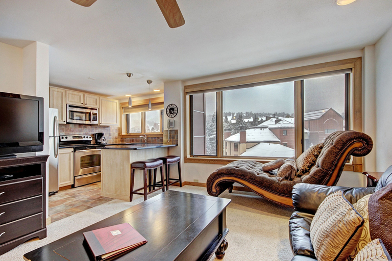 Living area 2, Ski-in/ski-out Studio W/snowy Alpine Views - Walk To Main St Studio Bedroom Condo by RedAwning, Summit