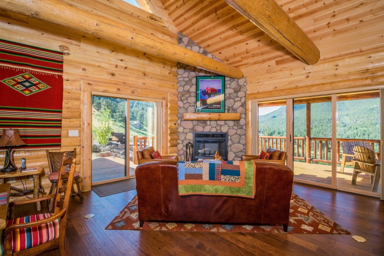 Living room 2, Armstrong Luxury Log Vacation At Windcliff 4 Bedroom Home by RedAwning, Larimer