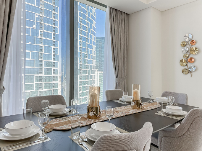 In-room dining 2, Breathtaking 3BR with Sea & Marina, Dubai
