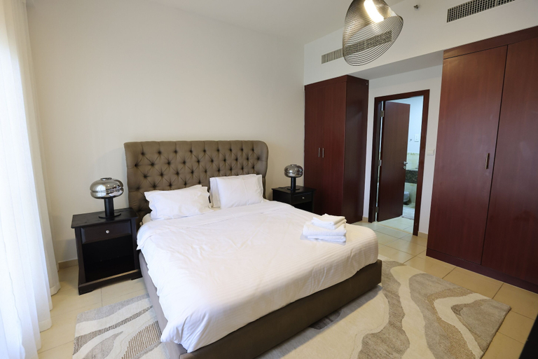Bedroom 2, Stylish 1BR with Serene Sea View, Dubai
