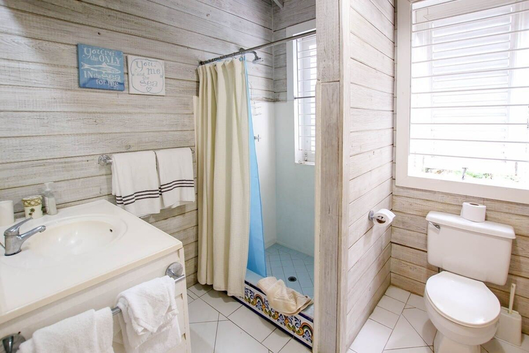 Bathroom, Charming 2-Bed Cottage By Beach by BSL Rentals