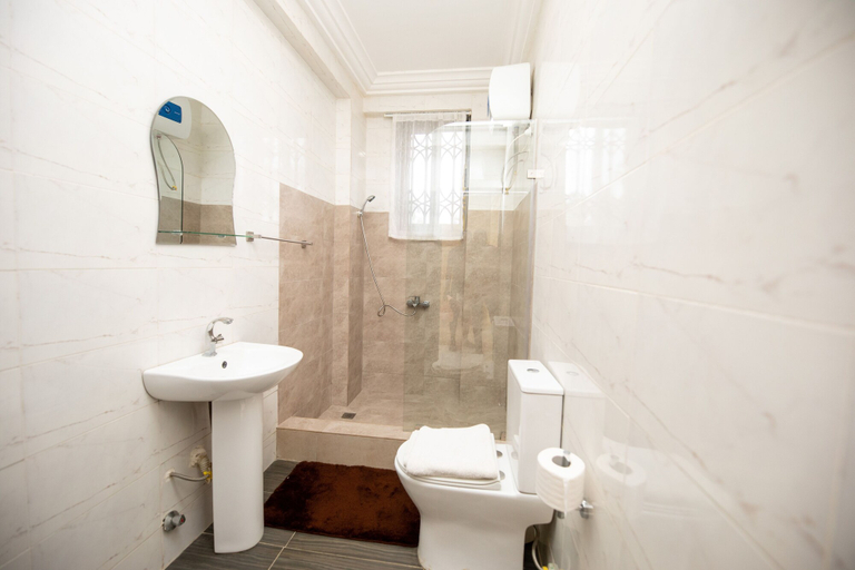 Bathroom, 1 Bed Furnished Apartment - Wifi, Aircon, Security, Accra