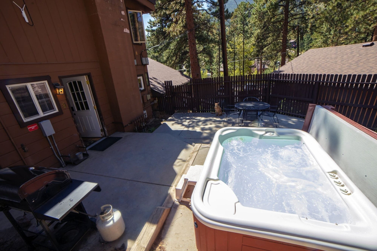 Outdoor spa tub, Timber Creek Chalets: 3 2 Bedroom Chalet, Larimer