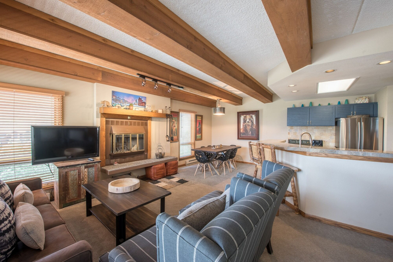 Living area, Lovely Modern Plaza Condo - No Cleaning Fee! by RedAwning, Gunnison