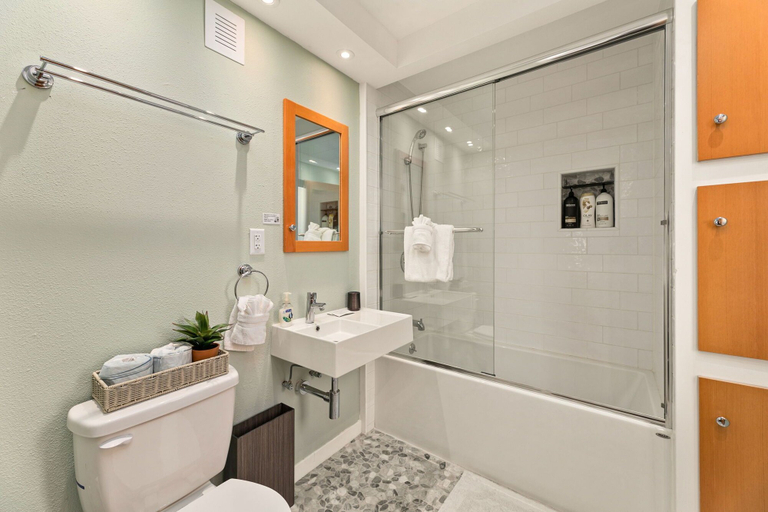 Bathroom, Vibrant Downtown Bungalow – Walk Everywhere!, Larimer