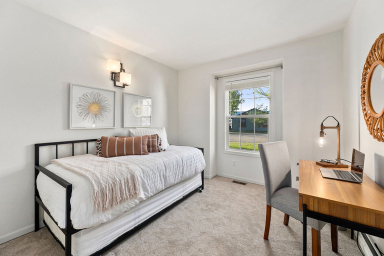 Bedroom 3, Scandinavian Chic – Hot Tub, Bikes and Lake Life!, Larimer