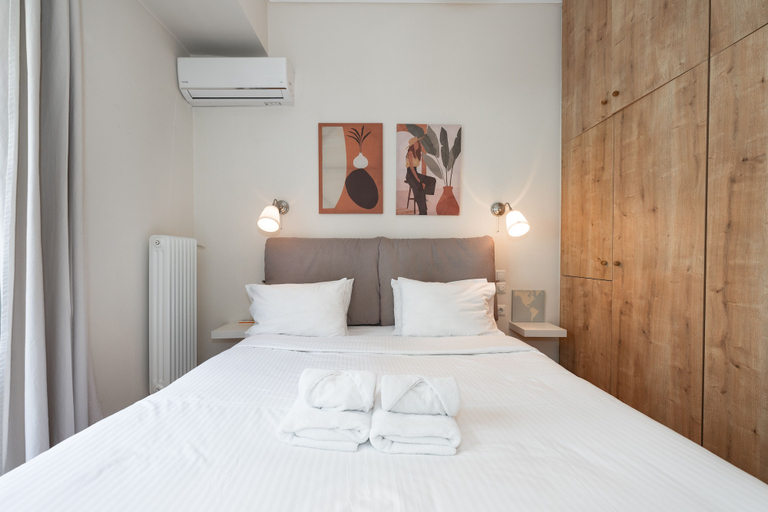 Bedroom 3, Contemporary Apartment made of Wood and Stone, Attica