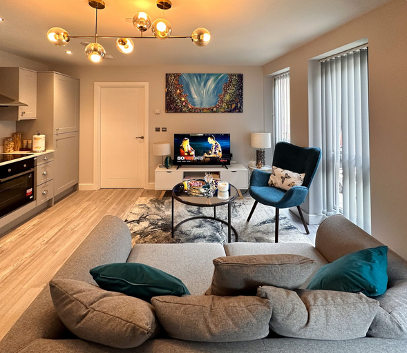 Living area 2, Leicester Centre - 1 Bedroom - 1 Bathroom - Wifi, Leicester