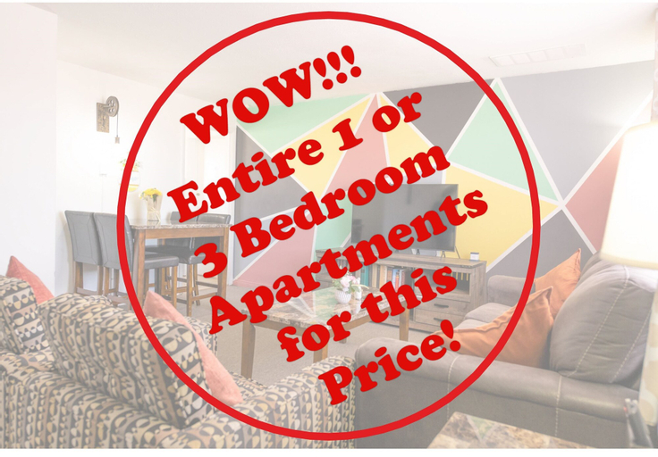 1 or 3 Bedroom Apartment with Full Kitchen, Coconino