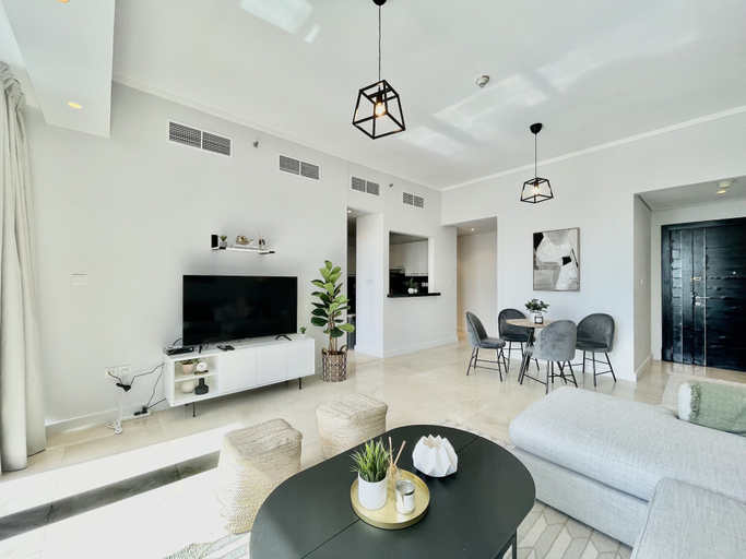Living area 2, Stunning 3B Spacious Marina View With Balcony, Dubai