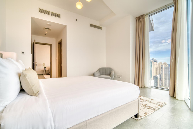 Bedroom 2, Elegant 2BR w Breathtaking Marina Balcony, Dubai