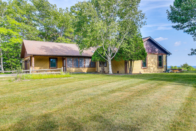 Exterior & Views 2, Idyllic Sturgeon Bay Cabin w/ Fire Pit + View, Door