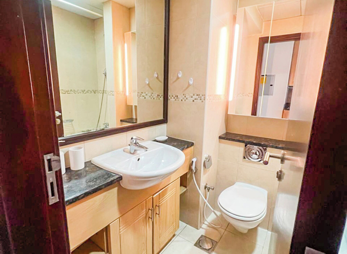 Bathroom 4, Yogi - Chic Studio with City Views in Goldcrest Views, Dubai